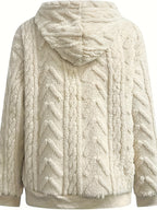 2025 Autumn And Winter Women'S New Fleece-Lined Comfortable Casual Solid Color Hoodie - Light Grey