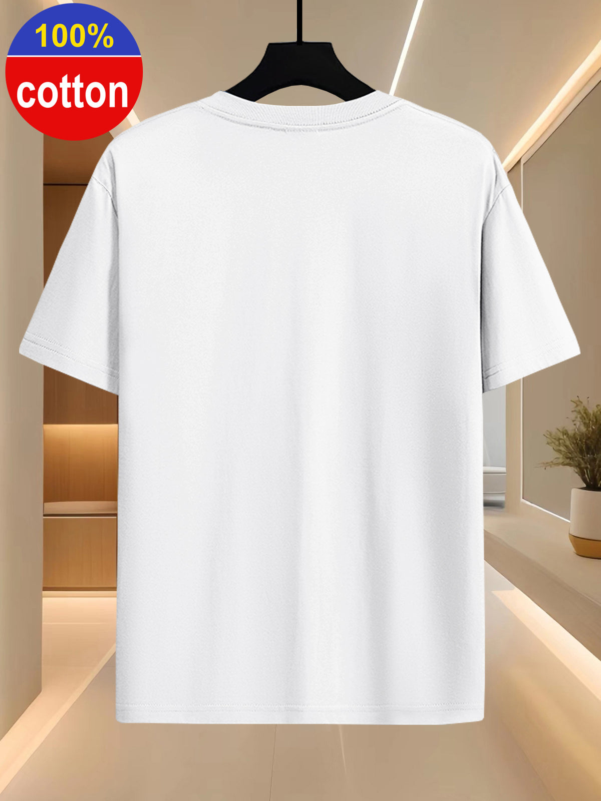 100% Cotton Summer Round-neck Short-sleeve T-shirt, Made of Pure Cotton Fabric, Skin-friendly, Breathable, and Non-stuffy. A Basic Style Suitable for Daily Commutes and Casual Home Wear - White
