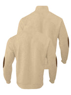 2pcs Men's Stand Collar Jacquard Knit Henley Shirts, Mature Vintage High Neck Pullover Polo, Random Texture Color-Block Collar Jacquard Patchwork Design, Suitable for Outdoor Casual Sports Wear, Ideal as Men's Birthday Gift, Outdoor Clothing - Apricot