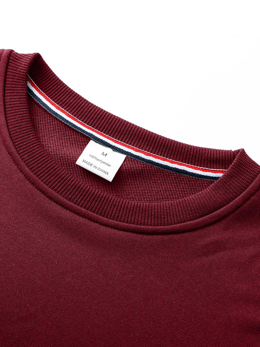 This Pullover Features a Round Neck And a Stylish Airplane Print, Making It a Versatile And Fashionable Choice for Casual Sportswear. It'S a Trendy Long-Sleeve Sweatshirt Suitable for Outdoor Activities, Perfect for Autumn And Winter Men'S Fashion - Burgundy