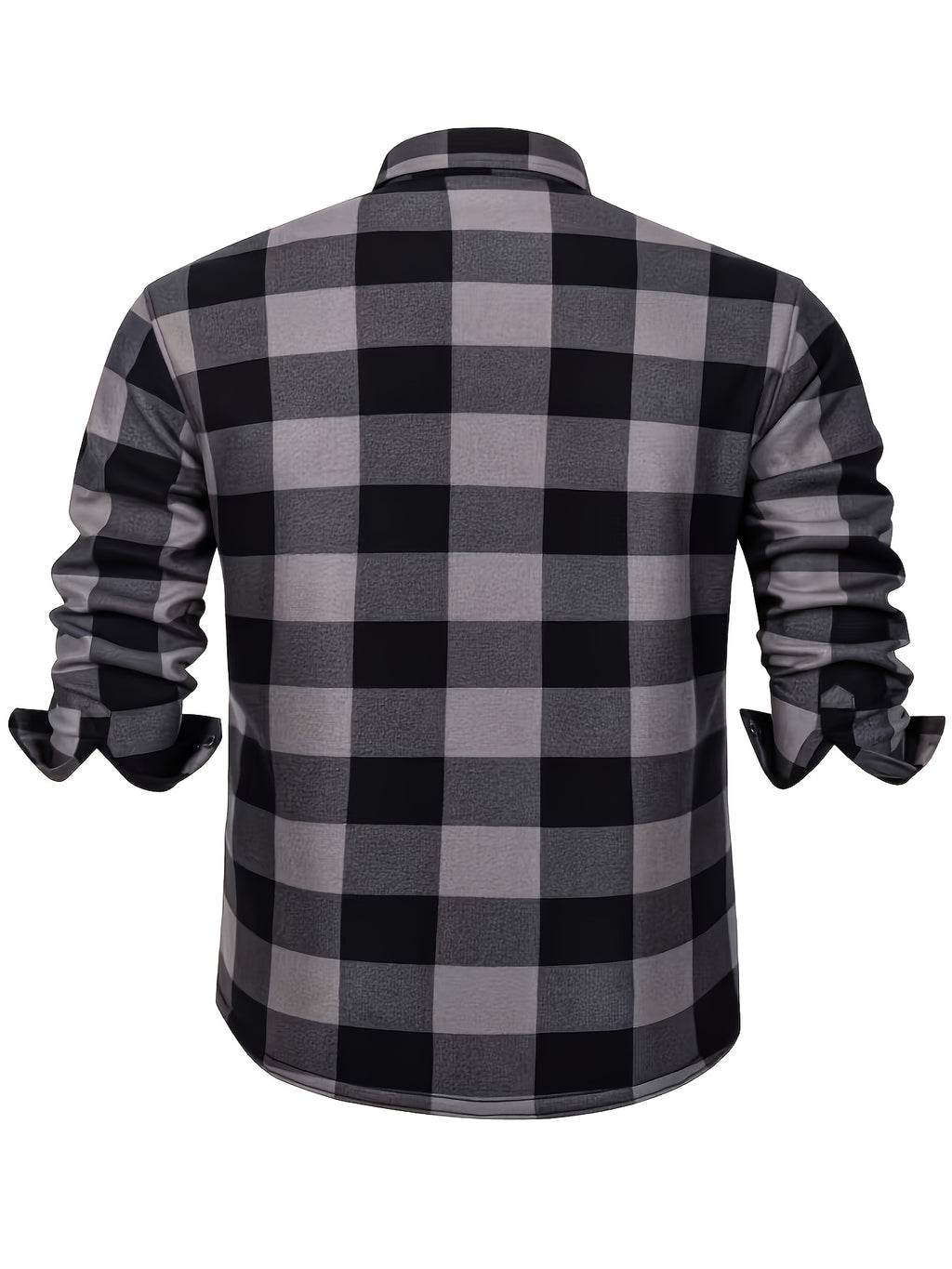 Autumn/Winter Plaid Flannel Shirt for Men, -Lined, Thickened, Warm, Long-Sleeve Workwear Jacket, Casual Top, New Season - Dark Gray