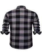 Autumn/Winter Plaid Flannel Shirt for Men, -Lined, Thickened, Warm, Long-Sleeve Workwear Jacket, Casual Top, New Season - Dark Gray