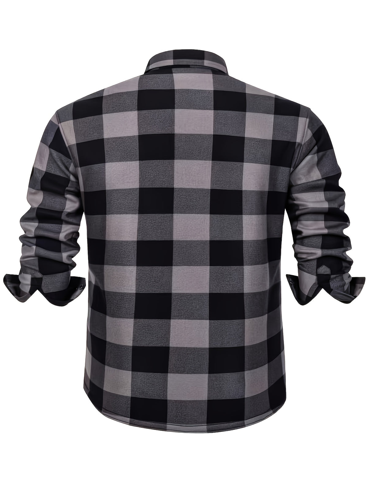 Autumn/Winter Plaid Flannel Shirt for Men, -Lined, Thickened, Warm, Long-Sleeve Workwear Jacket, Casual Top, New Season - Dark Gray