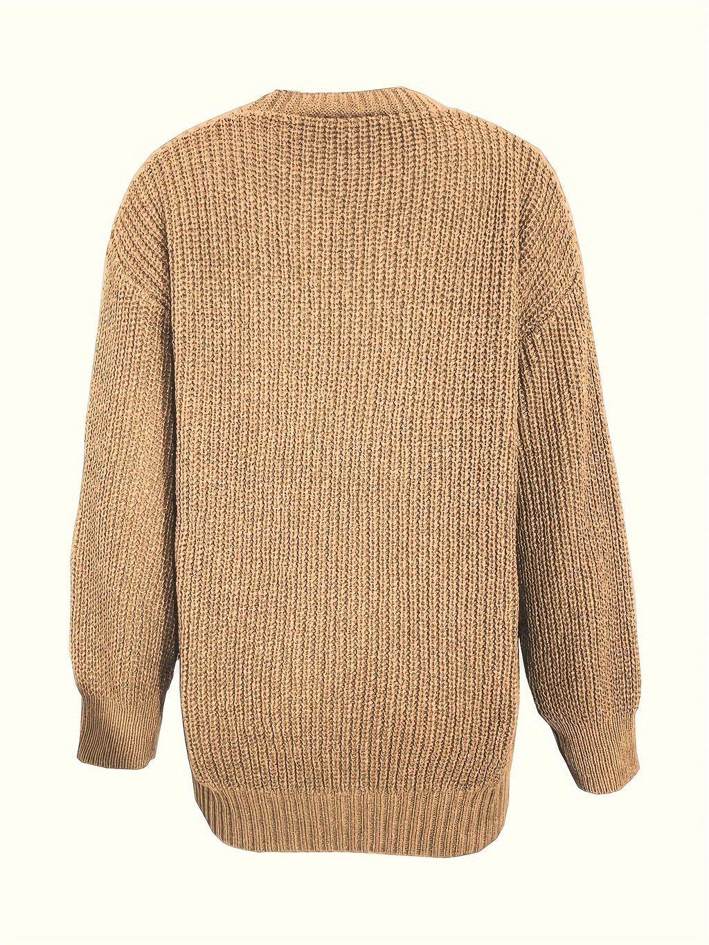 Casual V-Neck Single-Button Sweater Women'S Fall Winter Outerwear Top - ginger-colored