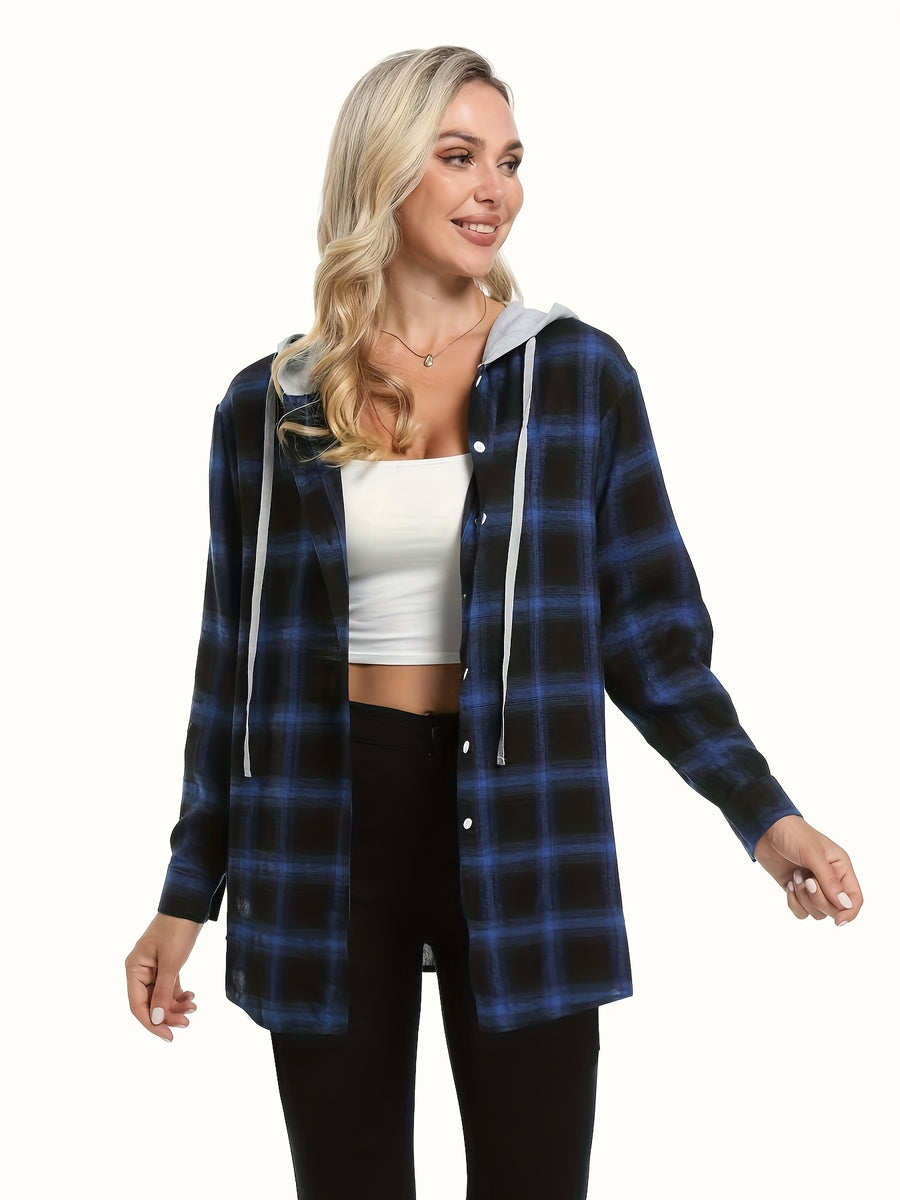 Casual Hooded Plaid Shirt - Mixed Color 2