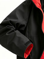 NEW-YORK199X Patterned Contrast Lining Full-Zip Stand Collar Windproof Jacket, Unisex Spring/Autumn White Multi-Pocket Outdoor Windbreaker - Black