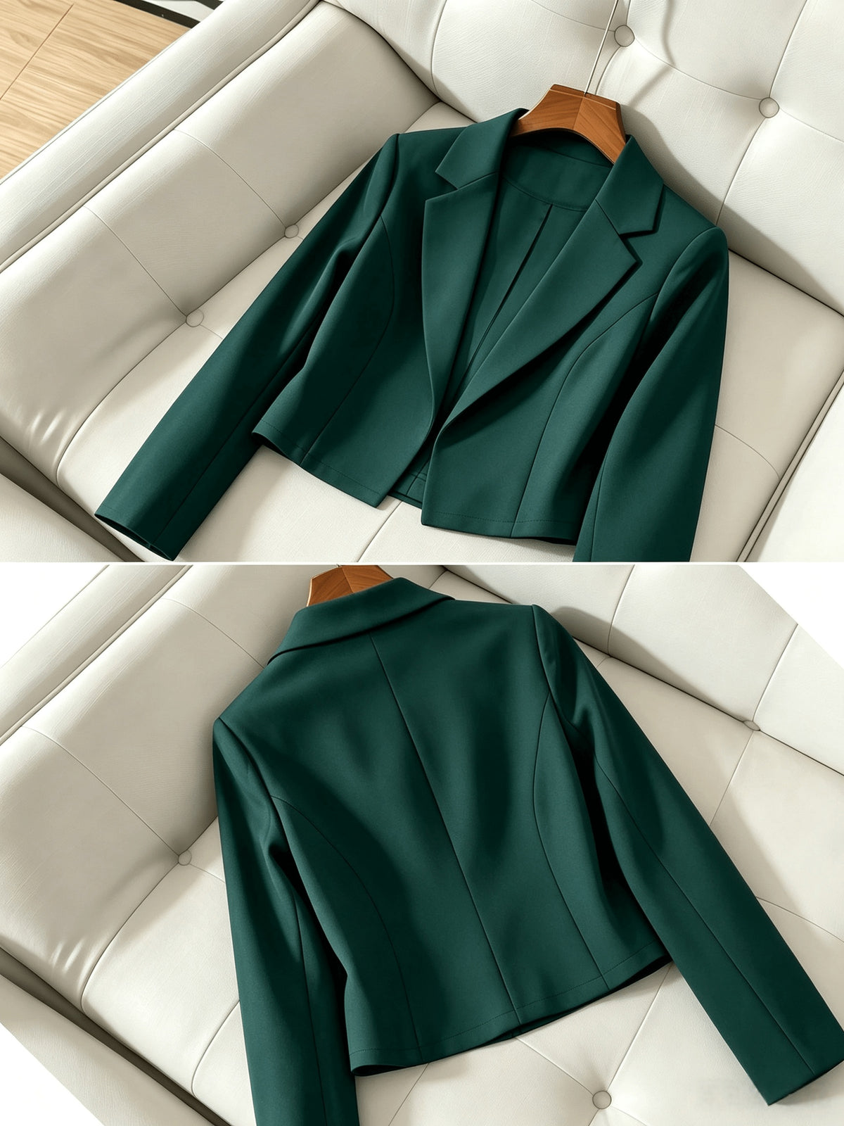 Elegant Women'S Short Fitted Blazer, Commute, Versatile (Unlined) - Dark Green