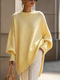 New Autumn/Winter Loose-Fit Crewneck Sweater for Women, Soft, Skin-Friendly, and Flowy for a Effect, Simple and Versatile for Daily Commuting - Yellow