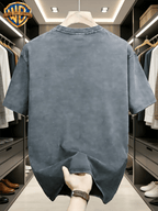 Warner Bros. Authentic Superman Logo T-Shirt, Distressed Black Washed End with 3D Logo, Easy And Atmospheric Style, Suitable for Daily Commute, Showcasing a Low-Key Trendy Attitude, Unisex - Grey