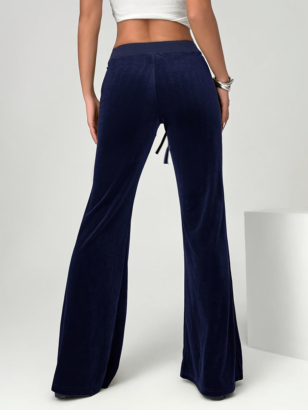 Spring/Summer Directional Women'S Solid Color Flared Pants - Blue