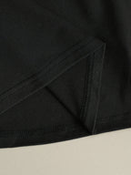 Women'S Casual Muscle Texture Patchwork T-Shirt - black plus apricot