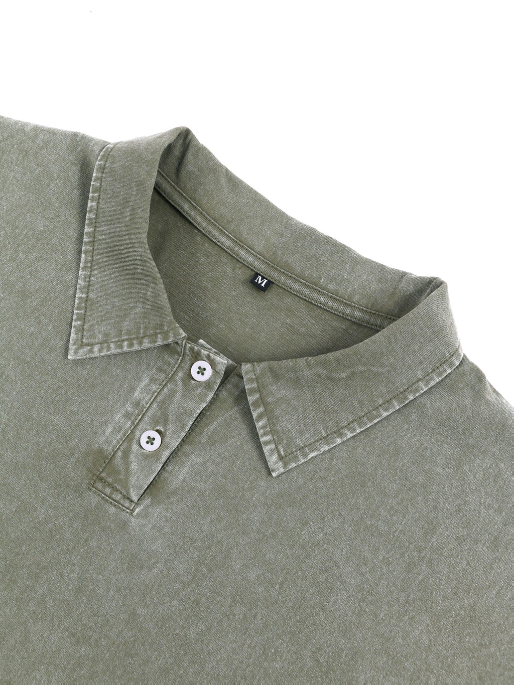 240G Heavyweight Combed Pure Men'S POLO Shirt Easy Retro Washed Loose Lapel Short Sleeve Skin-Friendly Temperament Autumn Summer Daily Commute Casual Top - Military Green