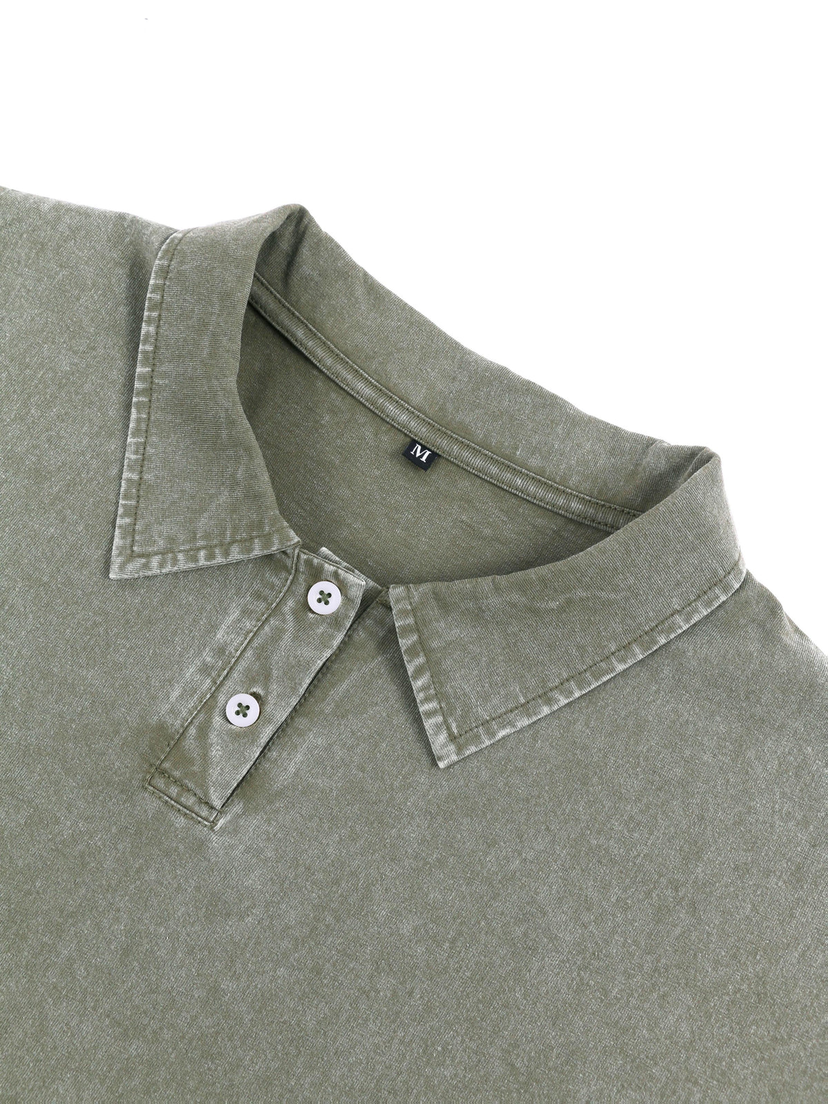 240G Heavyweight Combed Pure Men'S POLO Shirt Easy Retro Washed Loose Lapel Short Sleeve Skin-Friendly Temperament Autumn Summer Daily Commute Casual Top - Military Green