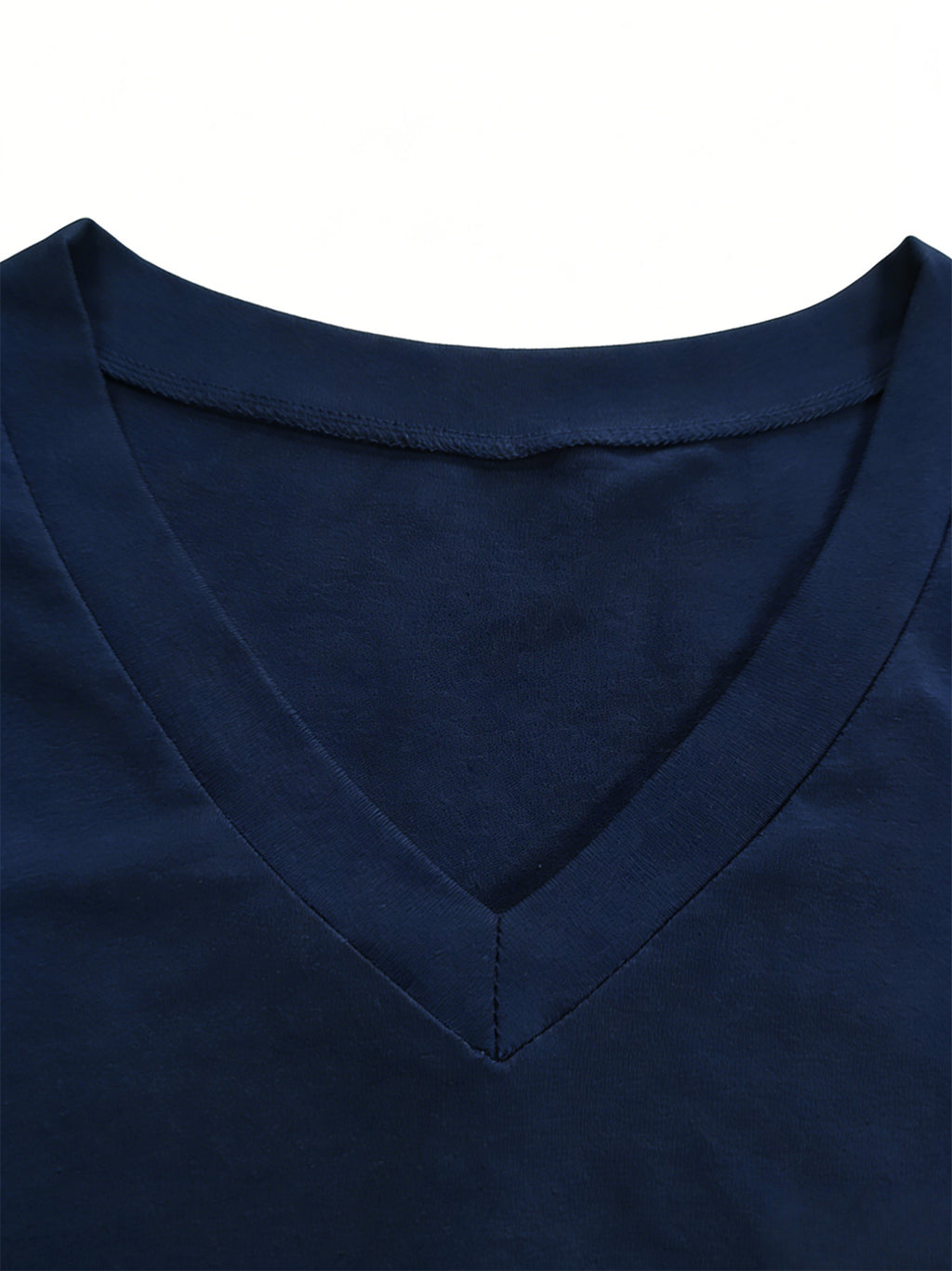 Women S Fashion V Neck Tee Featuring Relaxed Drop Shoulders - Navy Color