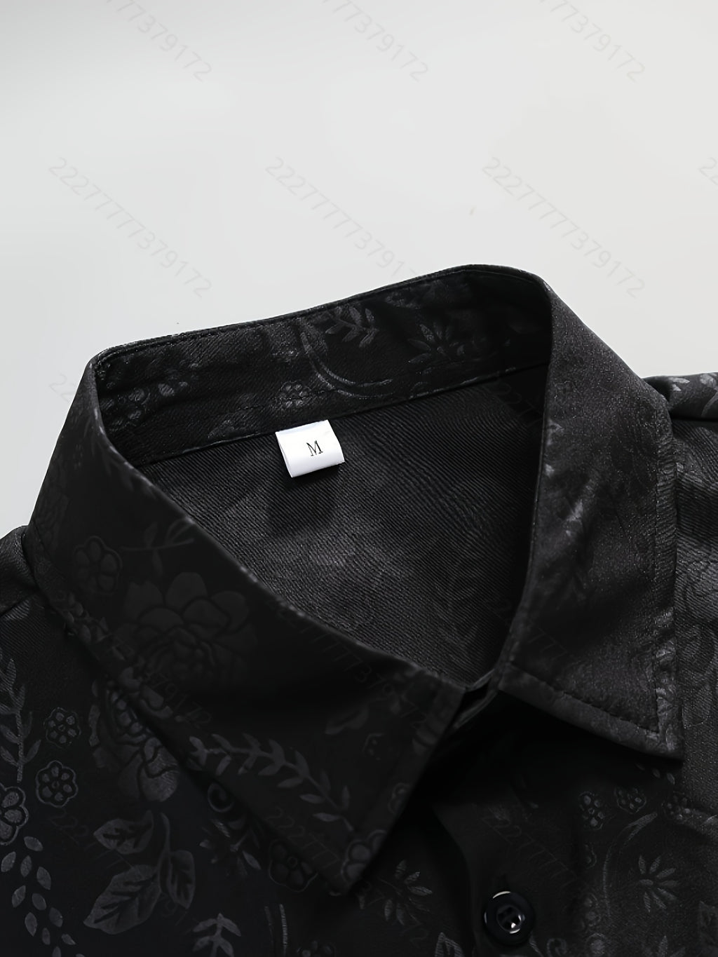 Summer Men's Casual Fashion Embossed Short Sleeve Shirt, Chinese Size, Please Check The Size Guide Carefully - Bright Black