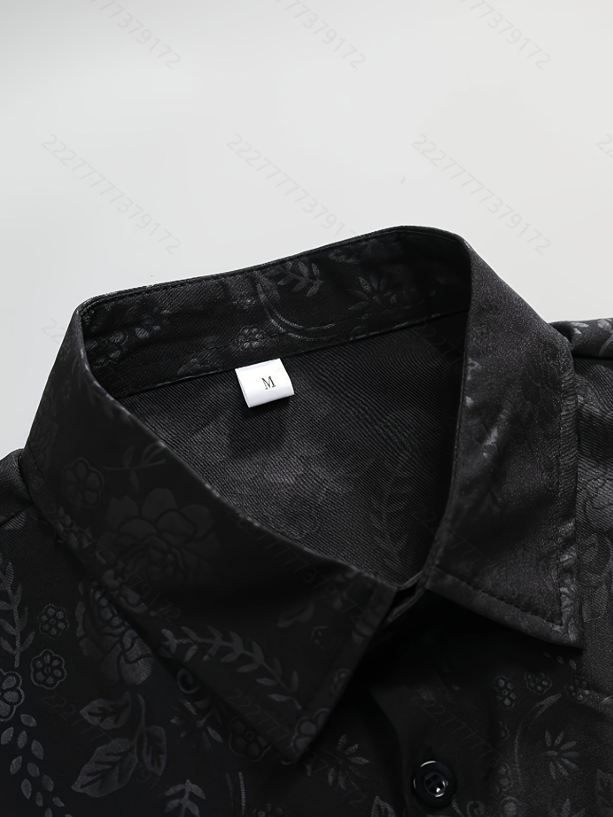 Summer Men's Casual Fashion Embossed Short Sleeve Shirt, Chinese Size, Please Check The Size Guide Carefully - Bright Black