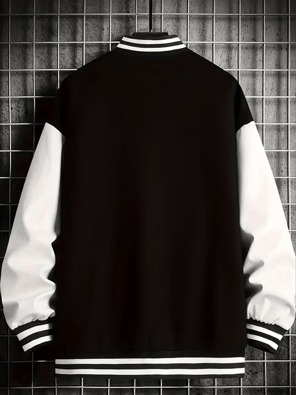 Vintage NY Letter Baseball Jacket, Men's American Casual Jacket - Black
