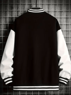 Vintage NY Letter Baseball Jacket, Men's American Casual Jacket - Black