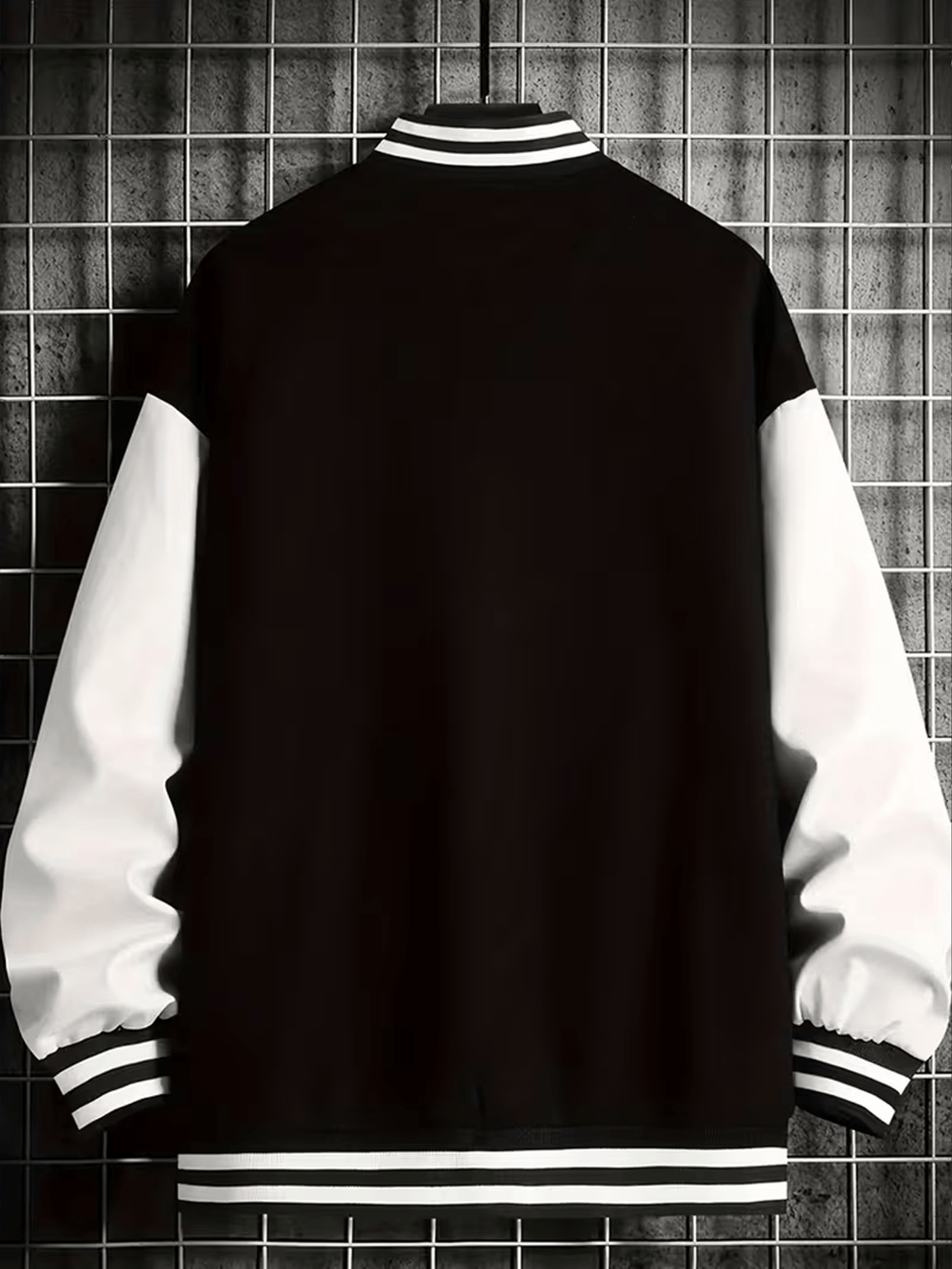 Vintage NY Letter Baseball Jacket, Men's American Casual Jacket - Black