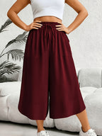 Women'S Fashion Wide Leg Pants - Burgundy