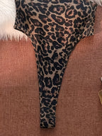 Women'S Fashion Bodycon Top, Adjustable Straps, Thin Strap Jumpsuit, Inner Wear Jumpsuit, Outer Wear, Stretchy Comfortable Breathable Fitted Women'S Clothing, Casual Outing, Date Party All-Match Outfit, Sleeveless Jumpsuit - Leopard Print