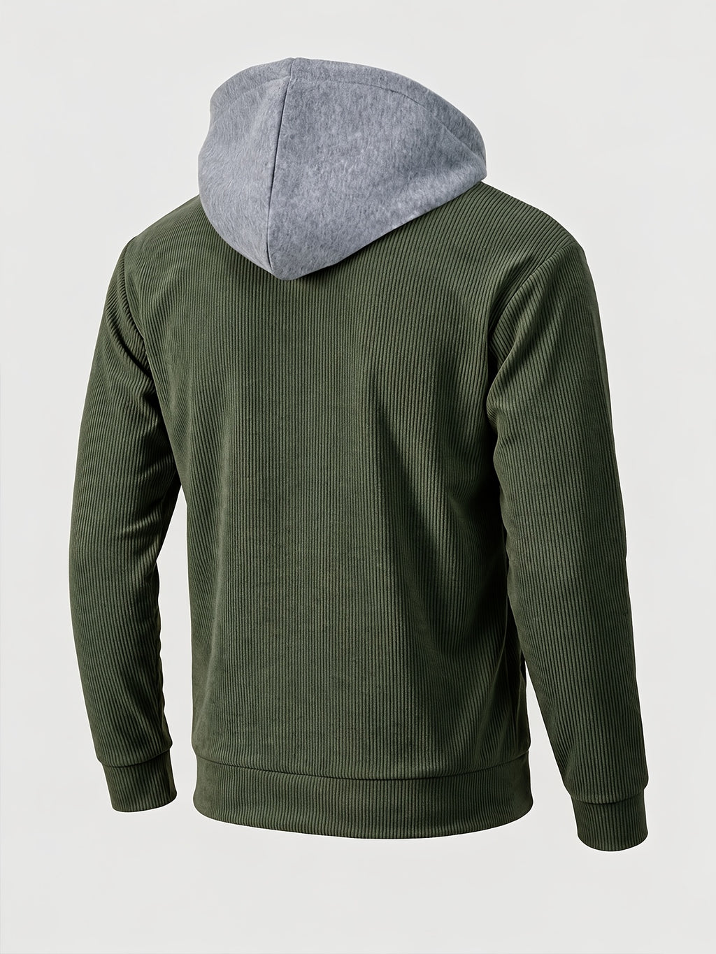 Spring/Autumn Lightweight New Men'S Casual Fashion Multi-Pocket Cargo Hooded Jacket, Detachable Hood Design Men'S Outerwear, Comfortable And Versatile for Various Scenes And Daily Wear - fern green
