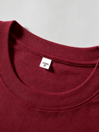 Fun English Front and Back Print, Summer Men's Pure Cotton Crew Neck Casual T-Shirt, Men's Fashion Short Sleeve, Men's Trendy Top, Loose Half-Sleeve, Comfortable, Daily, Commuting, Vacation, Premium, Couple's Style, Student Budget, Holiday - Burgundy