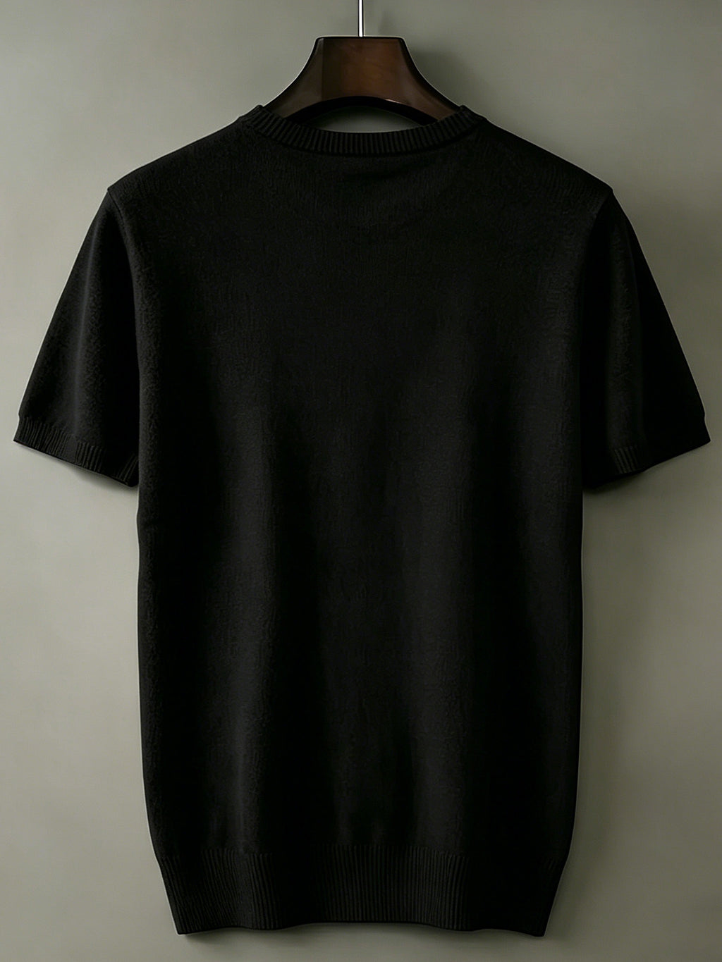 Men'S Round Neck Short Sleeve Knit Sweater Planet Easy Casual Base Layer Top - Black