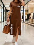 Side-Slit Midi Dress - Stylish And Comfortable for Women - Coffee Brown