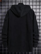 Christmas ! 1pc Men'S Corduroy Hooded Sweatshirt, Multi-Pocket Design, Retro Casual Style, Loose Fit, Ideal for Autumn/Winter Daily Outdoor Activities - Black