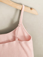 Y2K Style Solid Color Rib- Camisole Top - Sleeveless Round Neck Base Layer Shirt with Adjustable Straps, Medium Stretch Non-Sheer Base Layer Suitable for Spring/Autumn Layering, Machine Washable Casual Wear - Pink Color