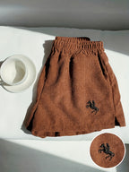 Embroidered Corduroy Shorts for Women | Casual Style, Suitable for All Seasons - Rust