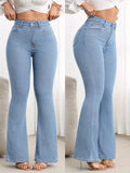 Fashionable Versatile  Stretch Slim-Fit Women's Flared Jeans - Blue