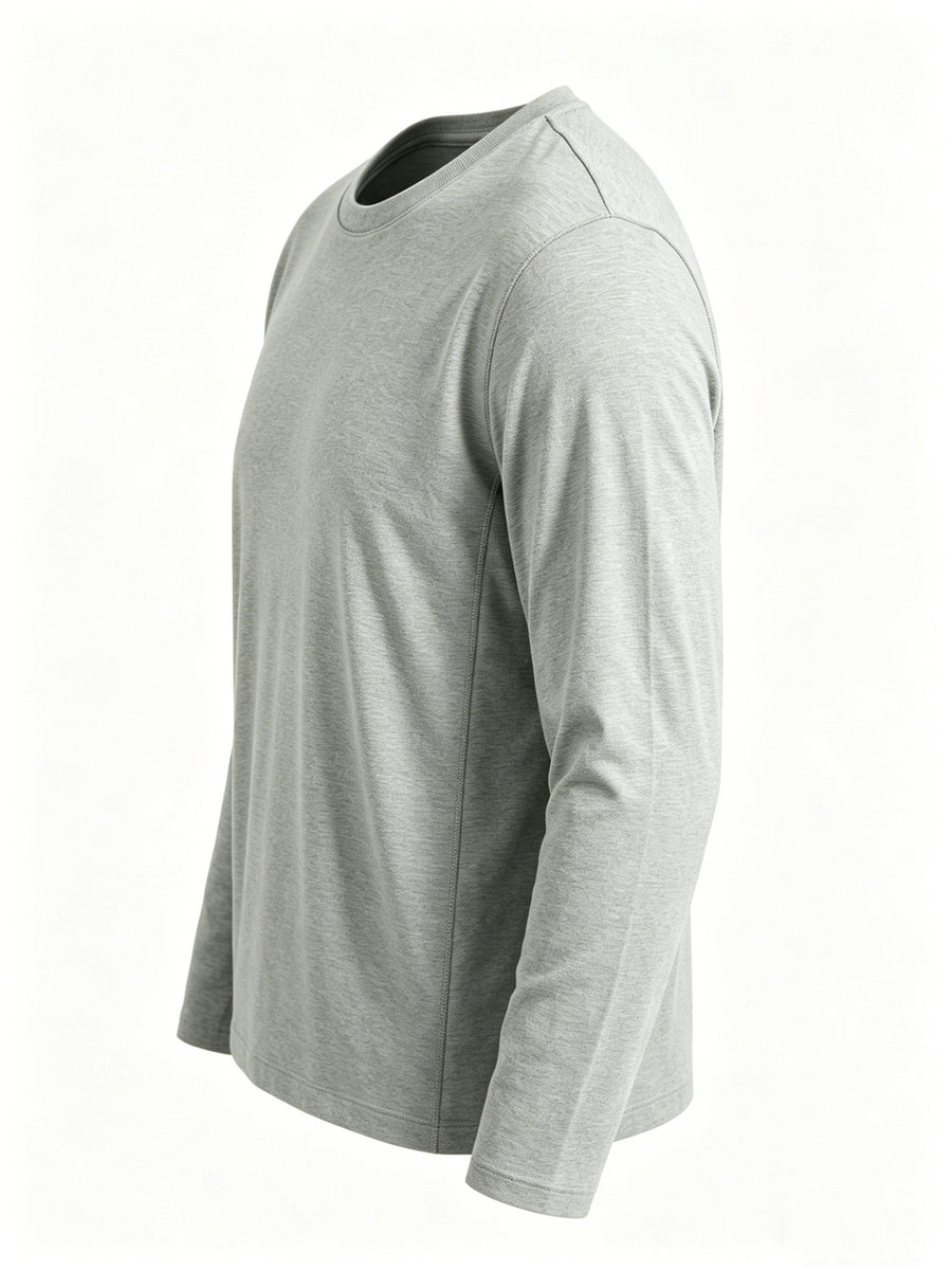 4pcs of Pure Cotton Breathable Round-neck Long-sleeve T-shirts, Soft and Well-fitting, Classic Style Suitable for Business Casual and Casual Attire, Versatile for All Seasons and Can Be Worn as an Outer Layer or as an Inner Layer - Space Gray