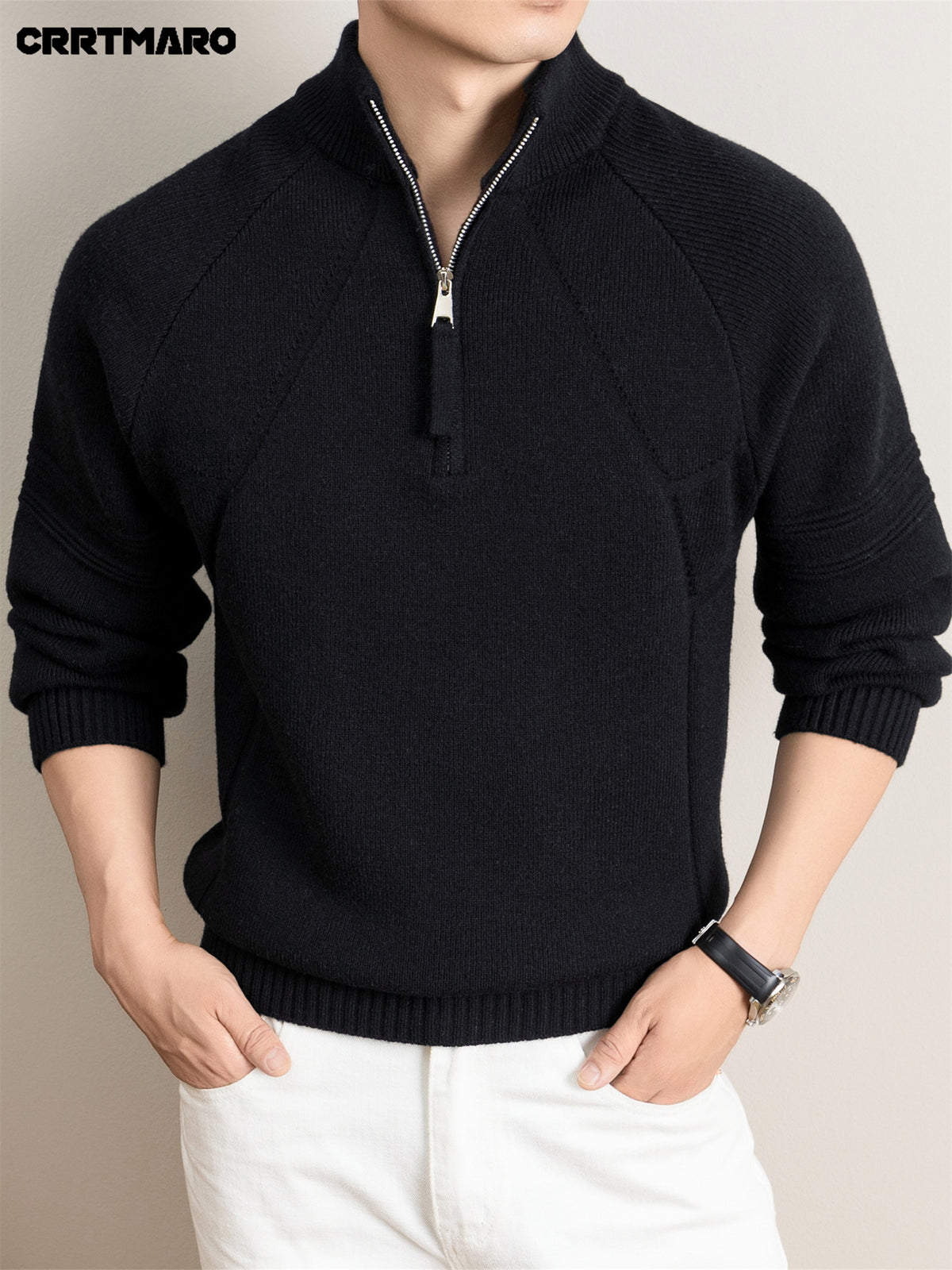 Men'S Knit Cardigan, Warm Long Sleeve Casual Top for Fall And Winter - Black