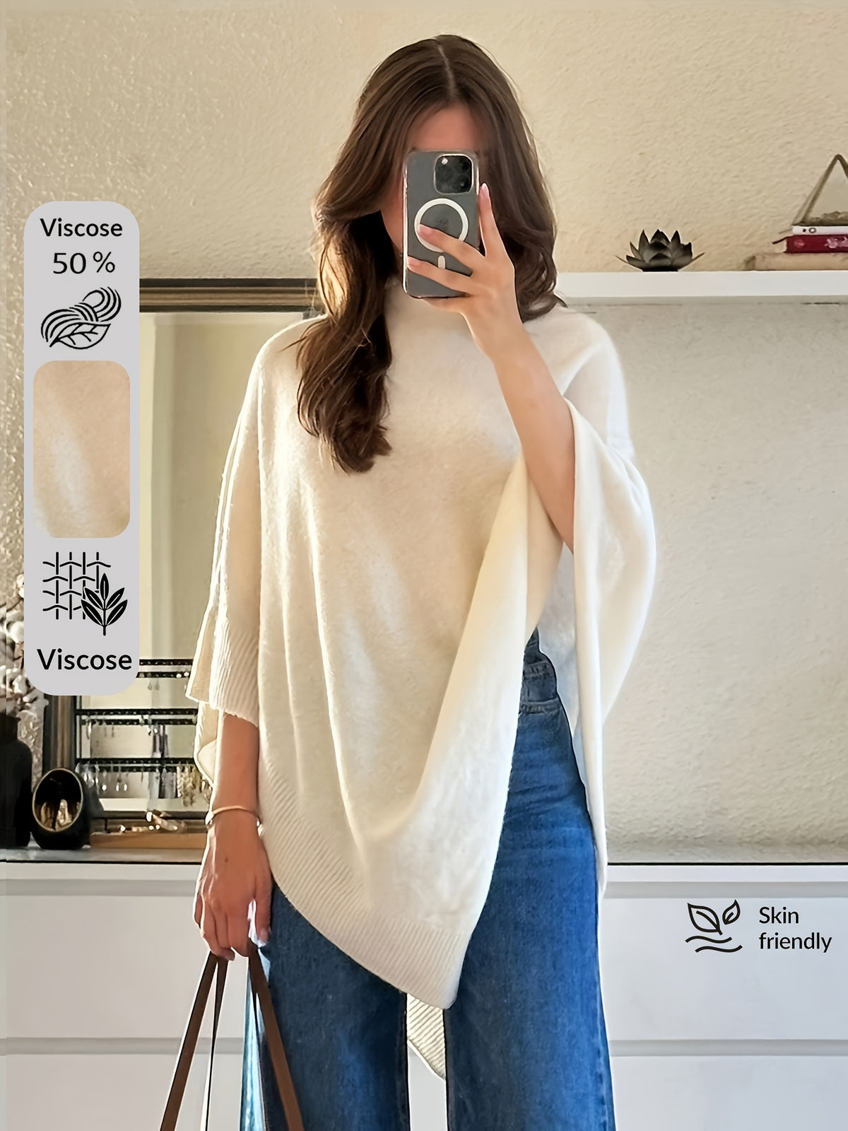 Women's Shawl, Versatile for All Seasons - Elegant and Graceful, Stylish Solid Color Cape Shawl, Wind-Resistant Fashionable Solid Color Multi-Functional Fabric Shawl, - Apricot