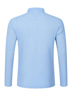 Maqiqi OBM Men's Fashion Waffle Knit Long Sleeve Henley Shirt, Stand Collar Button-Up Top with Chest Pocket and Positioned Printed LOGO, Casual Regular Fit Solid Color Spring/Autumn Daily Top - Light Blue