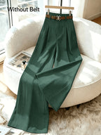 2026 New Spring/Summer Women's Pants - Casual and Versatile - Suitable for Daily Wear - Outings and Vacations - Belt Not Included - Olive Green