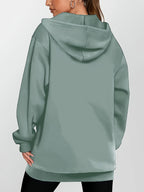 Women's Star Pattern Print Hoodie, Fashionable Zip-Up Hooded Sweatshirt for Women - Light Green