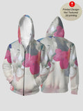 Men'S Zipper sweatshirt with Pink and Gray Abstract Floral Print - Mixed colors