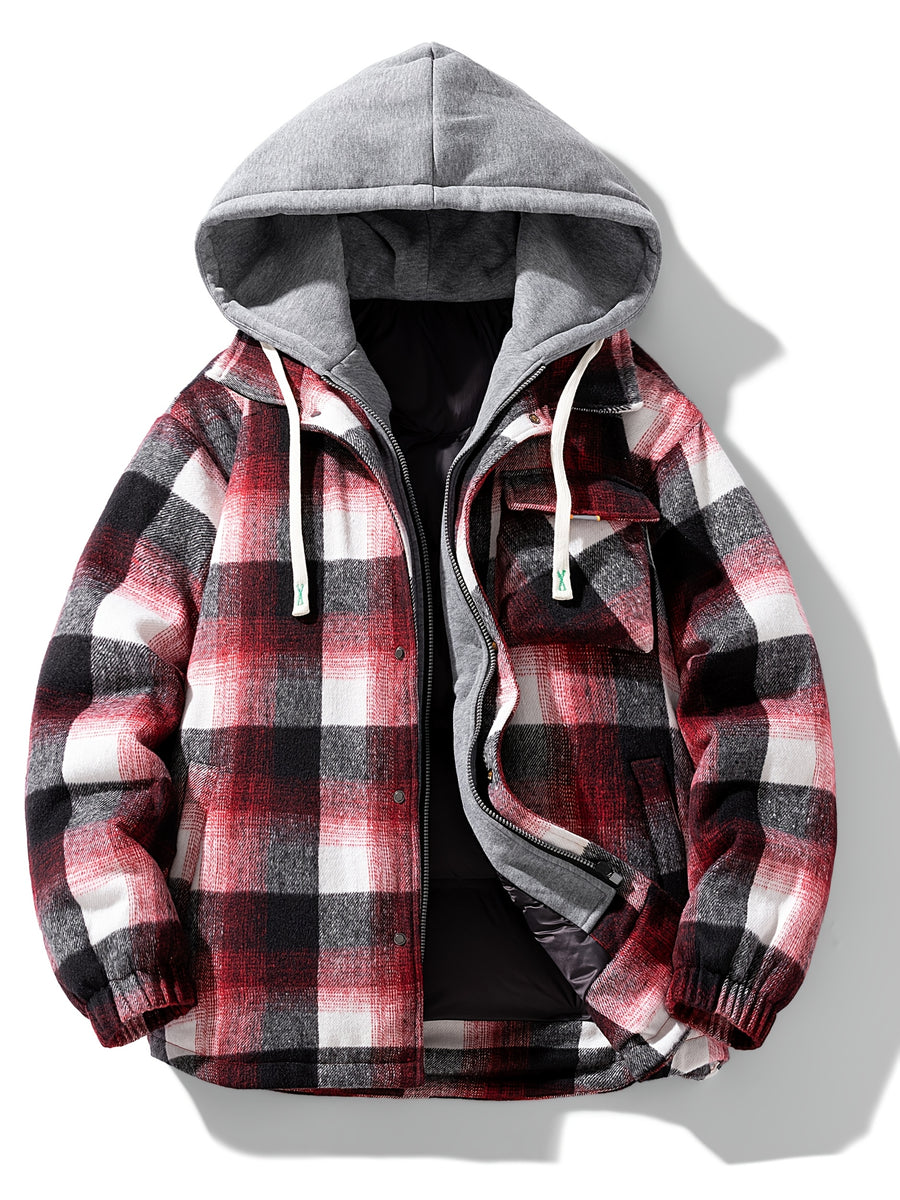 Winter Warm Mesh Padded Coat - Black&Red