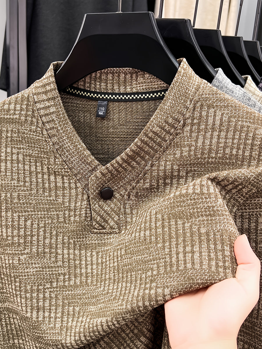 New Men's Long-Sleeve Warm Fashionable Versatile Knit Sweater - Camel