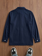 Men'S New Small Lapel Long Sleeve Shirt Top, Classic Navy Easy And Atmospheric, Easy Solid Color Fit All, Comfortable Breathable Fabric, Loose Fit Non-Tight, Suitable for Daily Commute And Home Outings, Easy Style Super Versatile - Navy Color