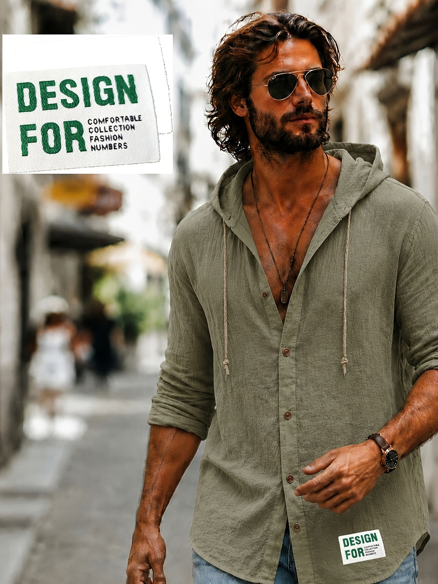 Men's Henley Shirt Linen Long Sleeve, Comfortable And Breathable Fabric, Suitable for Daily Outings, Outdoor Sports, Travel, And Vacation, Lightweight And Breathable Regular Fit, Ideal for Beach, Hiking, Evening Wear, And Casual Street Style - Olive Green