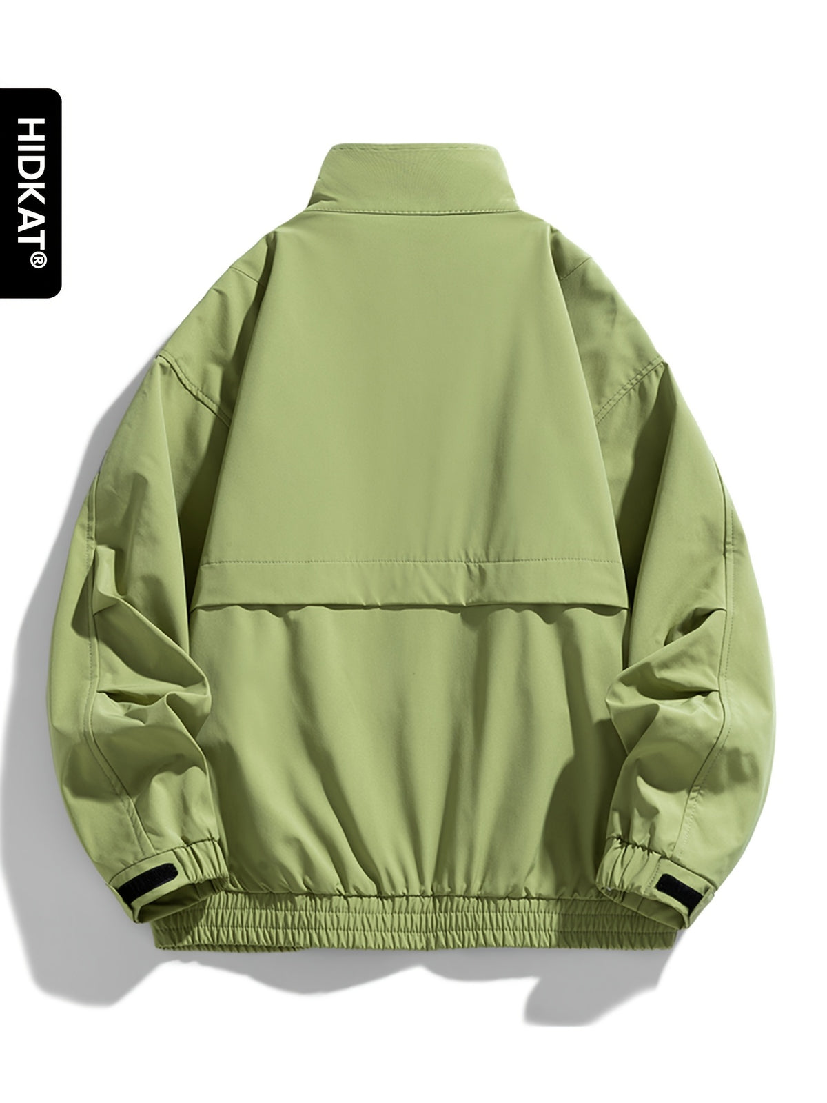 HIDKAT Men's Bomber Jacket with Contrast Collar & Zipper Pockets - Windproof Relaxed Fit Bomber Jacket Suitable for Streetwear, Aviation-Themed Outerwear, Machine Washable Zipper Closure Jacket with Stand Collar (No Transparency) - Green