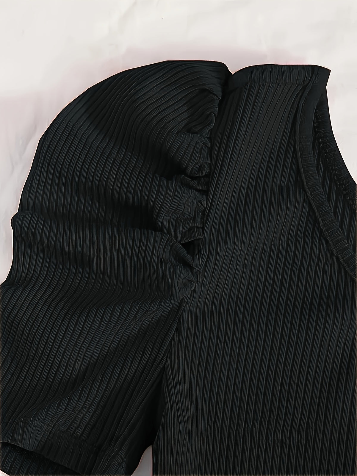 Privé One-Shoulder Bubble Sleeve Ribbed Bodysuit - Black