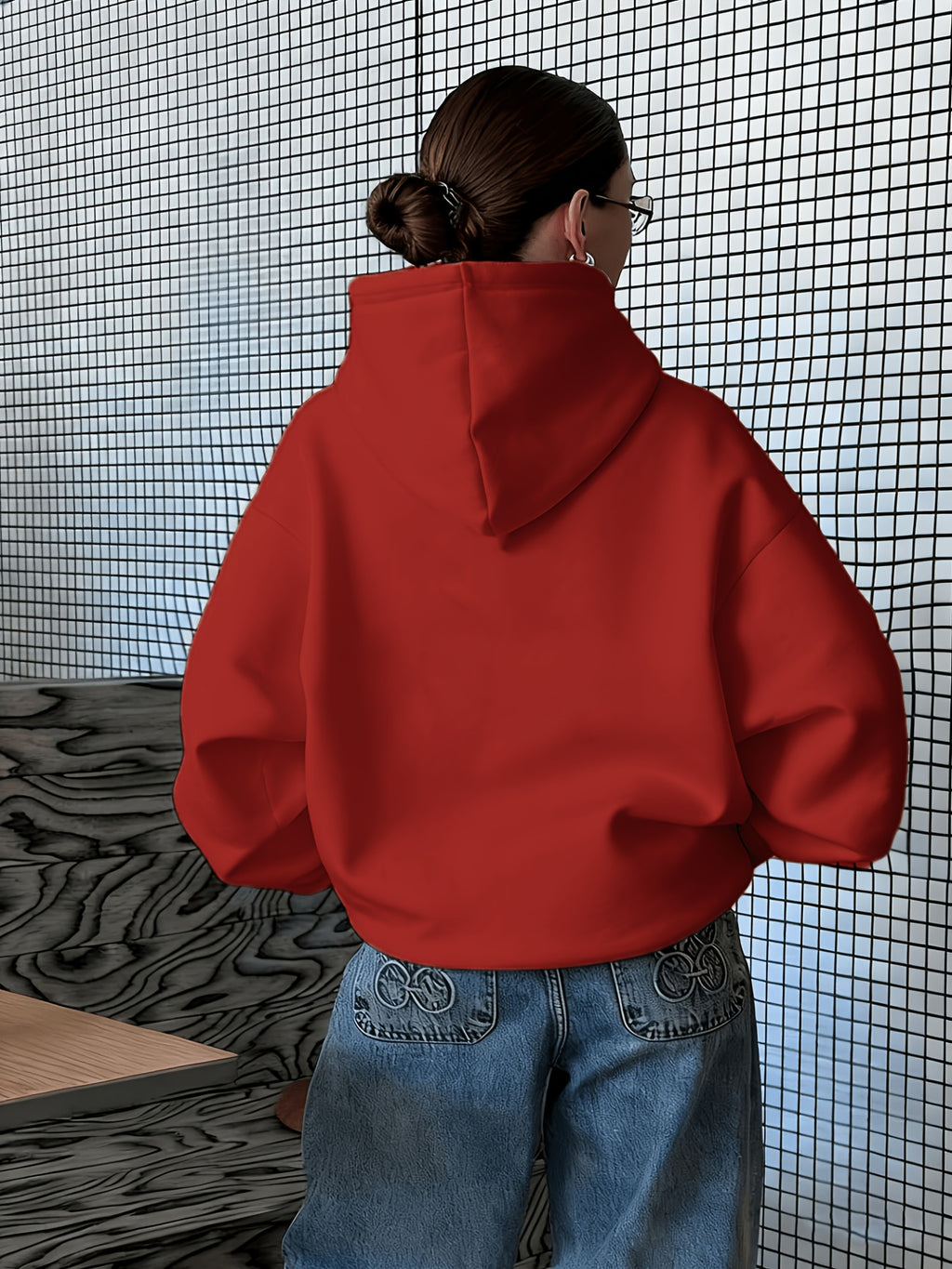 Vintage Slogan and Butterfly Print Long-Sleeve Sweatshirt, Suitable for Daily Casual Wear, Outdoor Picnics, Street Photography, and Use, Applicable for Autumn and Winter Seasons - Red
