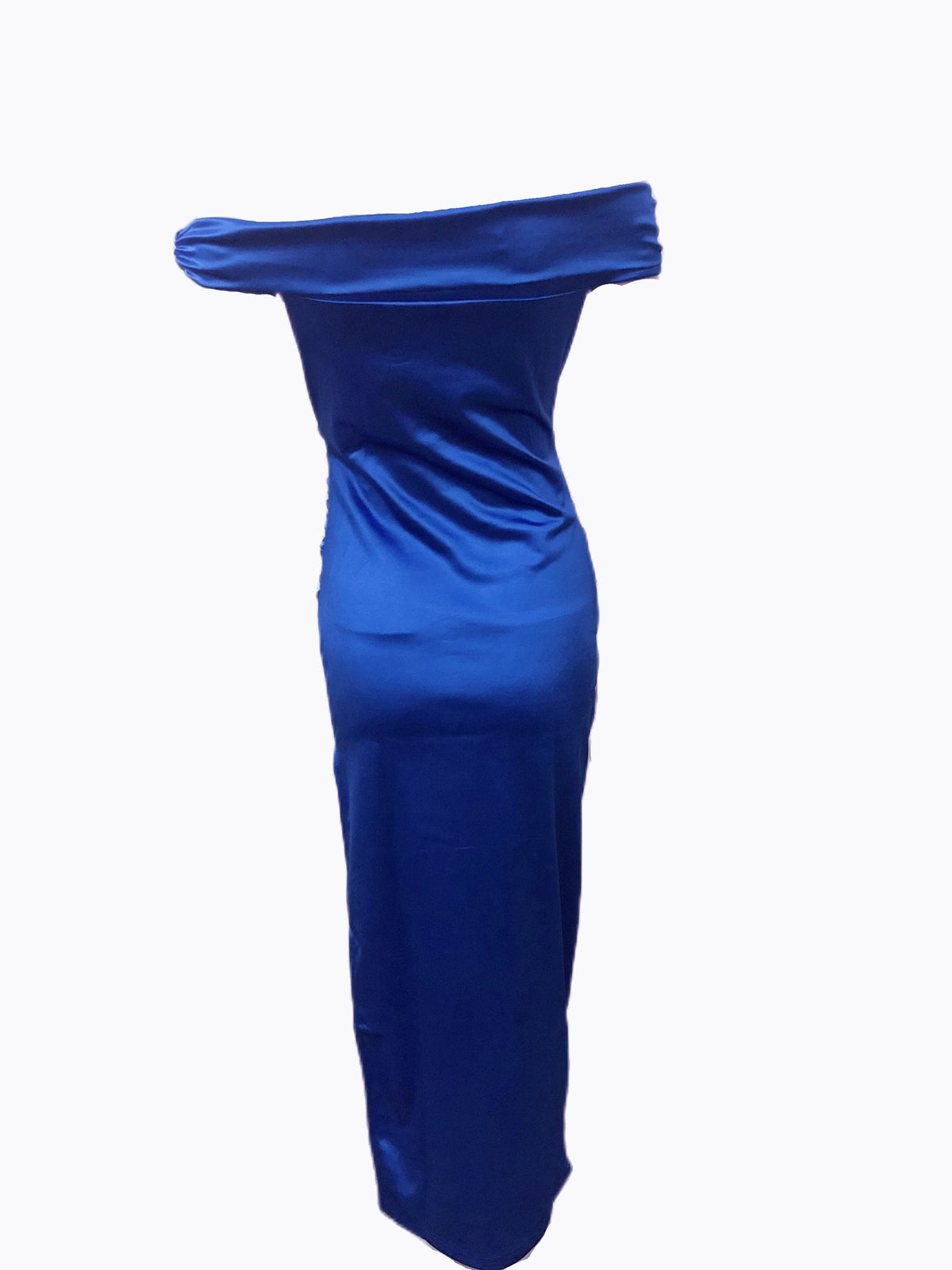 New Foreign Trade Women's Bodycon Dress, Solid Color Sleeveless Midi One-Shoulder Dress, Sexy Evening Gown - Blue
