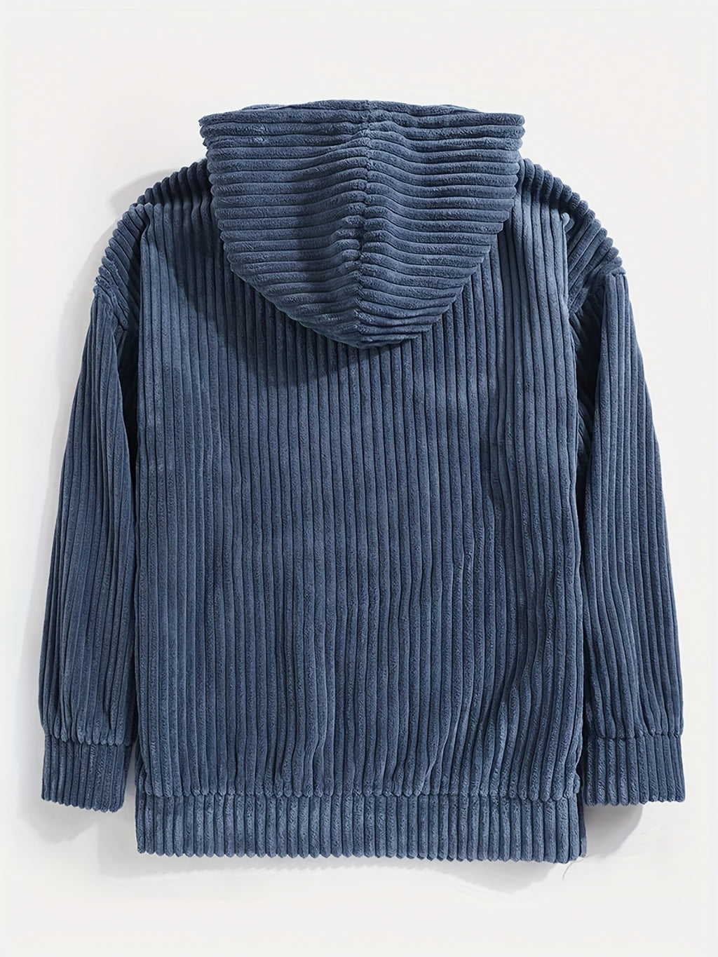 Men'S Hooded Sweatshirt - Loose Fit Pullover Hoodie, Long Sleeve Casual Sweater for Everyday & Formal Wear, Classic Hooded Sweatshirt for Men, Comfortable Clothing, Textured Fabric, Relaxed Fit Clothing - Blue
