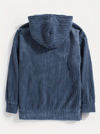 Men'S Hooded Sweatshirt - Loose Fit Pullover Hoodie, Long Sleeve Casual Sweater for Everyday & Formal Wear, Classic Hooded Sweatshirt for Men, Comfortable Clothing, Textured Fabric, Relaxed Fit Clothing - Blue